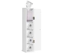 Costway Compact Toilet Tissue Storage Tower Freestanding Paper Towel Holder W/ Detachable Shelf in White COSTWAY White