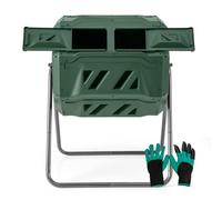 Costway Compost Bin 160L Dual Chamber Composting Tumbler 360° Rotatable Tumbling Compost in Green COSTWAY Green