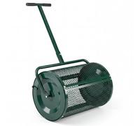 Costway Compost Spreader 61Cm Peat Moss Spreader Roller W/ Height-Adjustable Handle Manure Soil Spreader-Green