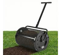Costway Compost Spreader Peat Moss Spreader Roller w/Height-adjustable Handle in Black COSTWAY Black