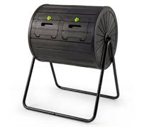 Costway Compost Tumbler 142 L Outdoor Compost Bin W/ Dual Chambers-Black