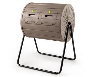 Costway Compost Tumbler 142 L Outdoor Compost Bin W/ Dual Chambers-Coffee