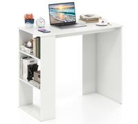 Costway Computer Desk 90Cm Study Desk Wooden Writing Desk W/ Bookshelf-White