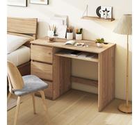 Costway Computer Desk W/ Power Outlet & Keyboard Tray 106 X 50 Cm Natural