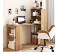 Costway Computer Desk Wooden Pc Laptop Table Writing Workstation W/ 6-Tier Storage Shelves