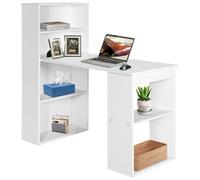 Costway Computer Writing Desk w/ Bookcase 6-tier Shelves Reversible Home Office Dorm in White COSTWAY White