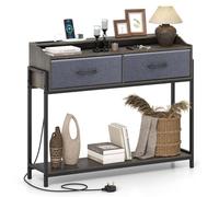 Costway Console Table w/Charging Station & Shelves 110cm Narrow Entryway Table in Grey COSTWAY Grey