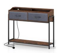 Costway Console Table with Charging Station for Living Room Hallway in Brown COSTWAY Brown