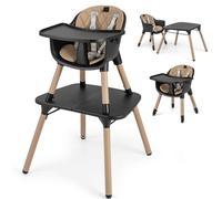 COSTWAY Convertible Baby High Chair, Adjustable Infant Dining Chair with Removable 2-Position Tray, 5-Point Harness, Toddler Feeding Highchair for 6-36 Months (Black+Coffee)