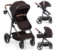 Costway Convertible Baby Stroller Folding Travel Pushchair With Footmuff-Black