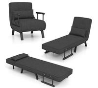 Costway Convertible Single Folding Sofa Bed Sleep Chair W/ 6 Positions Adjustable Backrest Dark Grey