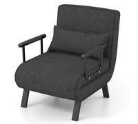 Costway Convertible Single Folding Sofa Bed Sleep Chair w/ 6 Positions Adjustable Backrest Dark Grey COSTWAY Grey