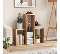 Costway Convex Bookshelf 3-Shelf Bookcase Modern Display Storage Shelf in Natural COSTWAY Natural