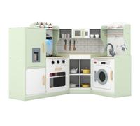 Costway Corner Play Kitchen Toddler Kitchen Playset With Range Hood-Green