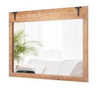 COSTWAY Decorative Wall Mirror, 100x70cm Large Rectangle Barn Door Hanging Vanity Mirror, Rustic Wooden Frame Wall Mounted Mirror Farmhouse Decoration for Bathroom Bedroom Hallway, Horizontal/Vertical