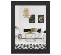 COSTWAY Decorative Wall Mirror, 80x60cm Large Rectangle Hanging Vanity Mirror, Solid Rubber Wood Frame Horizontal/Vertical Wall Mounted Mirror Decoration for Bathroom, Living Room and Hallway, Black