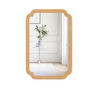 COSTWAY Decorative Wall Mirror, 90 x 60cm Farmhouse Rectangle Hanging Accent Mirror, Horizontal/Vertical Rustic Wooden Frame Wall Mounted Vanity Mirrors for Hallway, Living Room and Bedroom, Natural