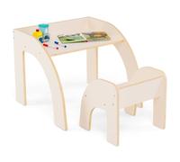 Costway Desk & Chair Set Wooded Toddler Table & Chair Set in White COSTWAY White