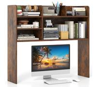 Costway Desktop Bookshelf Desk Hutch Shelf for Computer Monitor in Brown COSTWAY Brown