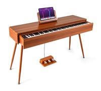 COSTWAY Digital Piano 88 Key Graded Hammer Action Weighted Keyboard with Push-pull Drawer, Triple Pedals, Dual Speakers, Record & Replay, USB MIDI
