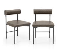Costway Dining Chair Set of 2 Faux Leather Upholstered Kitchen Side Chair in Grey COSTWAY Grey