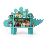 Costway Dinosaur Bookcase 2-Tier Toy Storage Organizer Wooden Bookshelf in Green COSTWAY Green