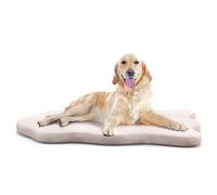 COSTWAY Dog Bed Mat, Washable Crate Mattress with Memory Foam Support, Removable Cover, Anti-slip Pet Sleeping Cushion for Medium and Large Dogs, 110 x 66 cm (Beige)