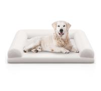 COSTWAY Dog Bed Sofa, Orthopedic Pet Beds with Removable Zipper Cover, U-Shape Bolster, Non-Slip Bottom, 90 x 69 x 18cm Puppy Couch for Small Medium Dogs (Beige)
