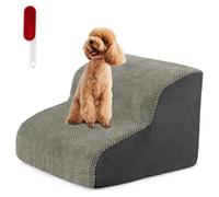 COSTWAY Dog Steps, High Density Foam Pet Stairs with Washable Cover, Non-Slip Bottom, 2/3/4-Step Dogs Ramp Ladder for Sofa, Couch, Bed (Grey, 2-Steps)