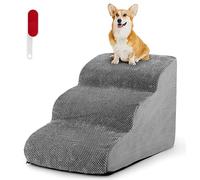 COSTWAY Dog Steps, High Density Foam Pet Stairs with Washable Cover, Non-Slip Bottom, 2/3/4-Step Dogs Ramp Ladder for Sofa, Couch, Bed (Grey, 3-Steps)