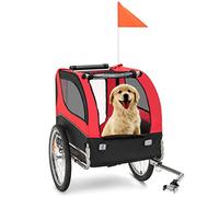 COSTWAY Dog Trailer for Bicycle, Maximum Load 40 kg, Bicycle Trailer for Small and Medium Dogs, Sturdy Dog Buggy with 8 Reflectors, Foldable Dog Bicycle Trailer, Oxford (Red)