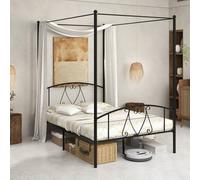 Costway Double Canopy Bed Frame Metal Platform Bed Base w/Headboard Footboard in Black COSTWAY Black
