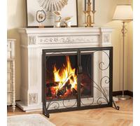 Costway Double Door Fireplace Screen 96 X 78Cm Flat Fire Guard Fence