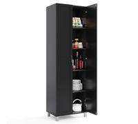 Costway Double Door Tall Storage Cabinet Freestanding Pantry Cabinet With Adjustable Shelf-Black
