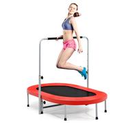 Costway Double Foldable Jumping Fitness Kids Trampoline Rebounder W/ Adjustable Handrail