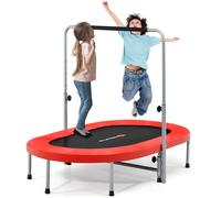 Costway Double Foldable Jumping Kids Trampoline Rebounder Handrail in Red COSTWAY Red