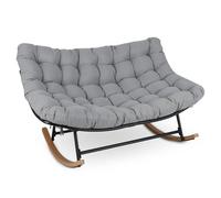 Costway Double Papasan Rocking Chair For 2 Outdoor Metal Loveseat With Thick Cushion