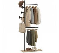 Costway Double Rods Clothes Hanging Rack Freestanding Clothes Organizer in Black COSTWAY Black