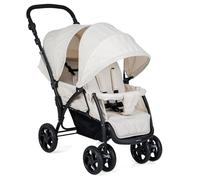 COSTWAY Double Seat Pushchair, Foldable Twin Tandem Stroller with Adjustable Backrest, Push Handle & Footrest, 5 Points Safety Belts, Sunshade, Storage Basket, for from Birth to 15kg (Beige)