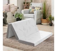 Costway Double Size 10 cm Folding Gel-Infused Tri-fold Mattress Topper Carry Bag RV Camp in White COSTWAY White