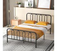 Costway Double Size Metal Bed Frame W/ Headboard Platform Bed W/ Metal Slats Support