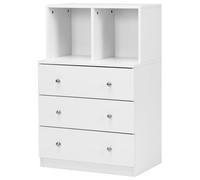Costway Dresser Organizer 3 Drawers Chest With 2 Cubbies And 3 Drawers-White