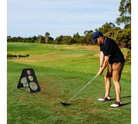 Costway Dual-Sided Golf Chipping Net Target Training System w/ 5 Target Holes in Black COSTWAY Black