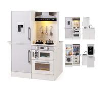 Costway Dual-Sided Kids Play Kitchen Wooden Toddler Kitchen Playset With Water Dispenser-White