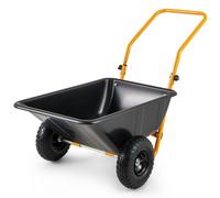 Costway Dual-Wheel Wheelbarrow 80 L Volume Garden Utility Cart W/ Foldable Handle in Black COSTWAY Black