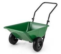 Costway Dual-Wheel Wheelbarrow 80 L Volume Garden Utility Cart W/ Foldable Handle in Green COSTWAY Green