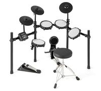COSTWAY Electric Drum Kit, Foldable Electronic Drum Set with 225 Sounds, 30 Demos, 21CM Mesh Drum Pads, 24CM Cymbals, Metronome, USB MIDI, Kick Drum, 2 Drumsticks, 5-Level Adjustable Stool & Headphone