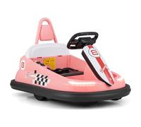 COSTWAY Electric Kids Bumper Car, 360-Degree Rotation Spin Children’s Waltzer Cars with Steering Wheel, LED Lights, Music, USB/AUX/TF, 6V Ride on Toy for Boys Girls (Pink)