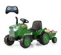 COSTWAY Electric Ride on Tractor, 12V Kids Toy Car with Detachable Trailer, Wireless Connection, Horn, Music, Lights, Battery Powered Ride on Toys for Children Ages 3-8 (Blackish Green)