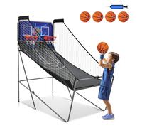 Costway Electronic Basketball Arcade Game Foldable Basketball Game 2 Player Shot 8 Modes in Navy COSTWAY Navy